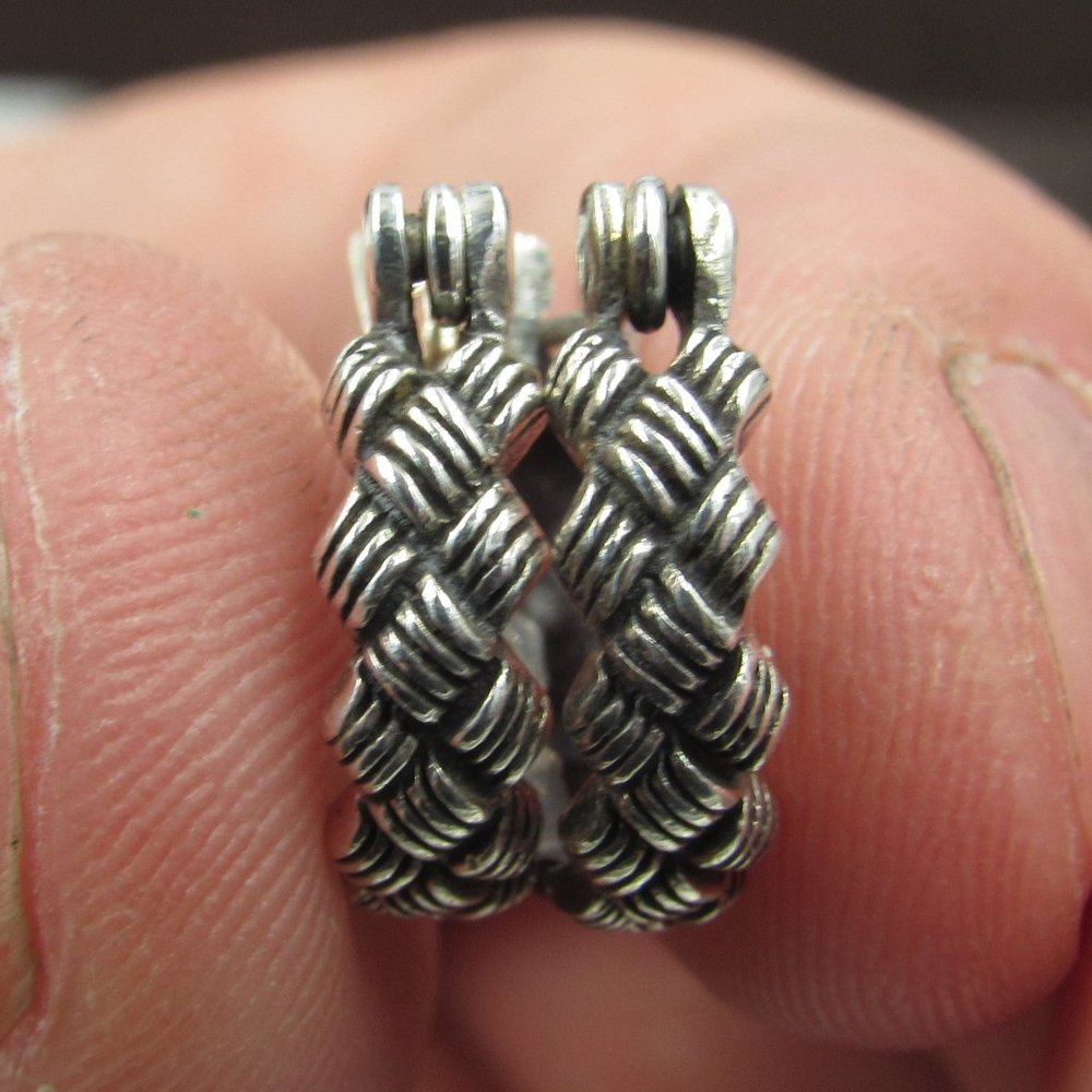 Sterling Silver Rustic Small Textured Earrings - image 1